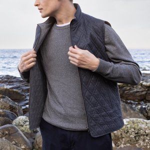 Calvin Klein Black Quilted Vest w/ Hidden Hood Size L